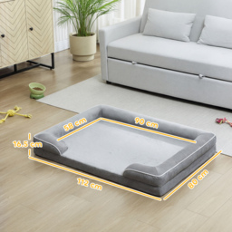 PawHut Dog Sofa Bed, Washable Pet Bed with Removable Cover and Non-Slip Bottom for Small, Medium and Large Dogs, Grey - thumbnail 3