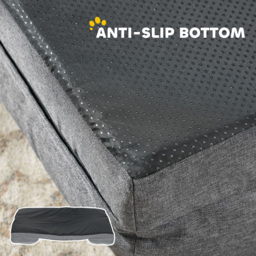 PawHut Dog Sofa Bed, Washable Pet Bed with Removable Cover and Non-Slip Bottom for Small, Medium and Large Dogs, Grey - thumbnail 6