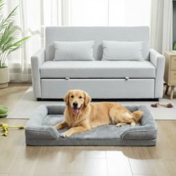 PawHut Dog Sofa Bed, Washable Pet Bed with Removable Cover and Non-Slip Bottom for Small, Medium and Large Dogs, Grey - thumbnail 2