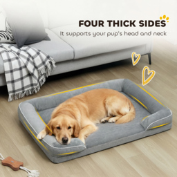 PawHut Dog Sofa Bed, Washable Pet Bed with Removable Cover and Non-Slip Bottom for Small, Medium and Large Dogs, Grey - thumbnail 5