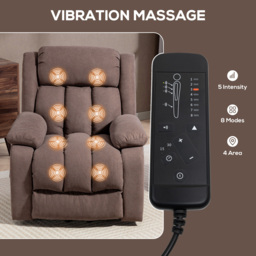HOMCOM Eight-Point Massage Electric Lift Recliner Chair for Elderly, Power Rise & Recline Armchair with Remote, Dark Brown - Aosom UK - thumbnail 6