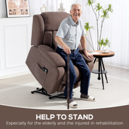 HOMCOM Eight-Point Massage Electric Lift Recliner Chair for Elderly, Power Rise & Recline Armchair with Remote, Dark Brown - Aosom UK - thumbnail 5