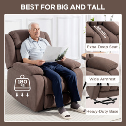 HOMCOM Eight-Point Massage Electric Lift Recliner Chair for Elderly, Power Rise & Recline Armchair with Remote, Dark Brown - Aosom UK - thumbnail 9