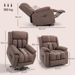 HOMCOM Eight-Point Massage Electric Lift Recliner Chair for Elderly, Power Rise & Recline Armchair with Remote, Dark Brown - Aosom UK - thumbnail 4