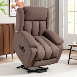 HOMCOM Eight-Point Massage Electric Lift Recliner Chair for Elderly, Power Rise & Recline Armchair with Remote, Dark Brown - Aosom UK - thumbnail 2