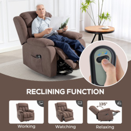 HOMCOM Eight-Point Massage Electric Lift Recliner Chair for Elderly, Power Rise & Recline Armchair with Remote, Dark Brown - Aosom UK - thumbnail 7
