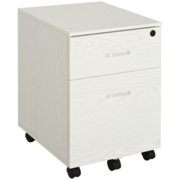 Vinsetto 2-Drawer Locking Office Filing Cabinet w/ 5 Wheels Rolling Storage Hanging Legal Letter Files Cupboard Home Organisation White - Aosom UK