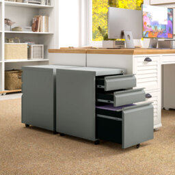 Vinsetto 3 Drawer Filling Cabinet, Mobile Metal File Cabinet with Anti-tilt Design for Letter, A4, Legal Size, Grey - Aosom UK - thumbnail 8
