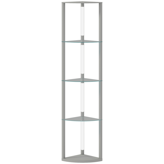 HOMCOM LED Floor Lamp with Shelves, Dimmable Standing Lamp with Foot Switch for Living Room, Bedroom, Grey - image 1