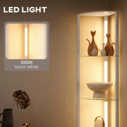 HOMCOM LED Floor Lamp with Shelves, Dimmable Standing Lamp with Foot Switch for Living Room, Bedroom, Grey - thumbnail 5