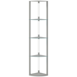 HOMCOM LED Floor Lamp with Shelves, Dimmable Standing Lamp with Foot Switch for Living Room, Bedroom, Grey - thumbnail 1