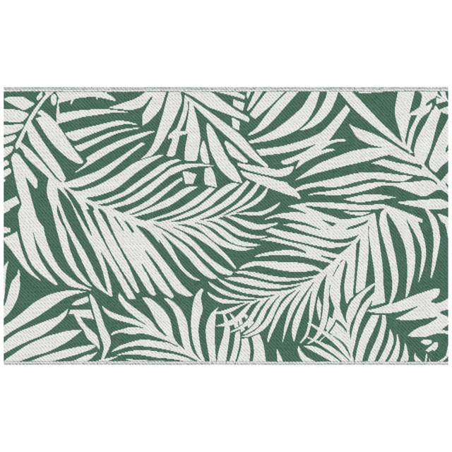 Outsunny Reversible Outdoor RV Rug, 1.5 x 2.4m Patio Floor Mat for Garden, Deck, Beach, Camping, Green Leaves, Green and White - image 1