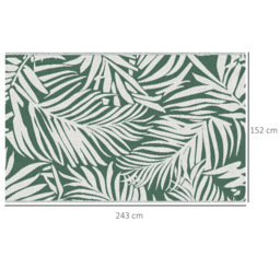 Outsunny Reversible Outdoor RV Rug, 1.5 x 2.4m Patio Floor Mat for Garden, Deck, Beach, Camping, Green Leaves, Green and White - thumbnail 3