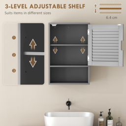 HOMCOM Bathroom Cabinet, Wall Mounted Storage Cabinet with Adjustable Shelves, 40 x 20 x 60 cm, Grey - thumbnail 5