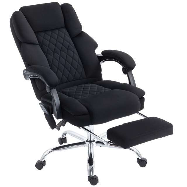 HOMCOM Office Chair with 6-point Vibration Massage and Heat, Fabric Desk Chair with Footrest, High Back, Black - image 1