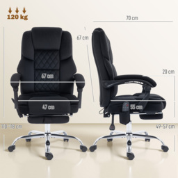 HOMCOM Office Chair with 6-point Vibration Massage and Heat, Fabric Desk Chair with Footrest, High Back, Black - thumbnail 3