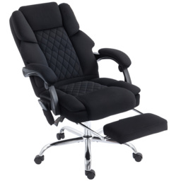 HOMCOM Office Chair with 6-point Vibration Massage and Heat, Fabric Desk Chair with Footrest, High Back, Black