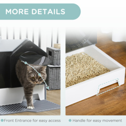 PawHut Cat Litter Box with Scoop, Enclosed Cat Toilet with Pull-Out Drawer, Odour Control & Easy Clean, Slate Grey - Aosom UK - thumbnail 7