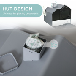 PawHut Cat Litter Box with Scoop, Enclosed Cat Toilet with Pull-Out Drawer, Odour Control & Easy Clean, Slate Grey - Aosom UK - thumbnail 4