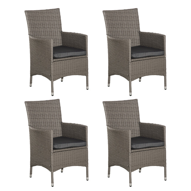 Outsunny 4-Piece Waterproof Rattan Garden Dining Chairs, Waterproof w/ Cushions for Patio, Blue/White - Aosom UK - image 1