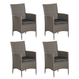 Outsunny 4-Piece Waterproof Rattan Garden Dining Chairs, Waterproof w/ Cushions for Patio, Blue/White - Aosom UK - thumbnail 1