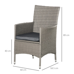 Outsunny 4-Piece Waterproof Rattan Garden Dining Chairs, Waterproof w/ Cushions for Patio, Blue/White - Aosom UK - thumbnail 3