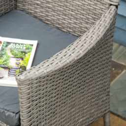 Outsunny 4-Piece Waterproof Rattan Garden Dining Chairs, Waterproof w/ Cushions for Patio, Blue/White - Aosom UK - thumbnail 8