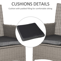 Outsunny 4-Piece Waterproof Rattan Garden Dining Chairs, Waterproof w/ Cushions for Patio, Blue/White - Aosom UK - thumbnail 6