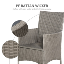 Outsunny 4-Piece Waterproof Rattan Garden Dining Chairs, Waterproof w/ Cushions for Patio, Blue/White - Aosom UK - thumbnail 7