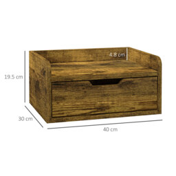 HOMCOM Floating Nightstand Set of 2 Wall Mounted Bedside Table with Storage Drawer for Bedroom, Rustic Brown - Aosom UK - thumbnail 3