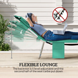 Outsunny 5-Position Adjustable Sun Loungers Set of 2 with Reading Hole and Side Pocket, Green - thumbnail 4