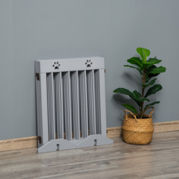 PawHut Pet Gate 4 Panel Wooden Dog Barrier Freestanding Folding Safety Fence with Support Feet up to 204cm Long 61cm Tall Light Grey - thumbnail 9