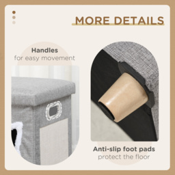 PawHut Cat Ottoman Bed 2-in-1, Cosy Cave with Cushion, Scratcher, Handles, Anti-Slip, Toy Ball, Grey - Aosom UK - thumbnail 8