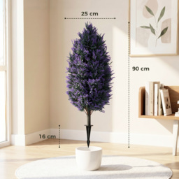 HOMCOM Set of 2 Artificial Lavender Flowers, Indoor Outdoor Fake Plants with Stakes, UV Resistant for Garden,  90 cm, Blue - thumbnail 3