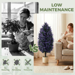 HOMCOM Set of 2 Artificial Lavender Flowers, Indoor Outdoor Fake Plants with Stakes, UV Resistant for Garden,  90 cm, Blue - thumbnail 6