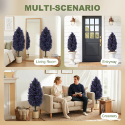 HOMCOM Set of 2 Artificial Lavender Flowers, Indoor Outdoor Fake Plants with Stakes, UV Resistant for Garden,  90 cm, Blue - thumbnail 5