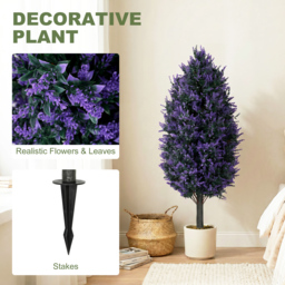HOMCOM Set of 2 Artificial Lavender Flowers, Indoor Outdoor Fake Plants with Stakes, UV Resistant for Garden,  90 cm, Blue - thumbnail 4