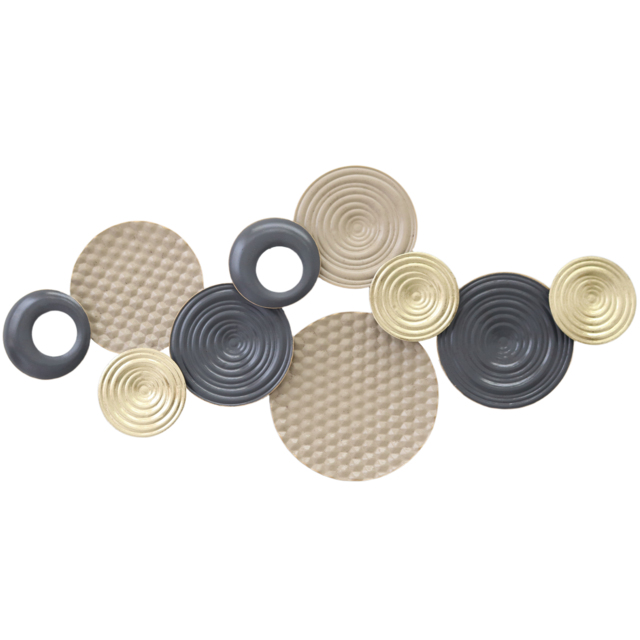 HOMCOM Metal Wall Art, Modern Hanging Wall Decor with Multi-Disc Design for Living Room Bedroom Dining Room - image 1