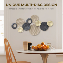 HOMCOM Metal Wall Art, Modern Hanging Wall Decor with Multi-Disc Design for Living Room Bedroom Dining Room - thumbnail 4
