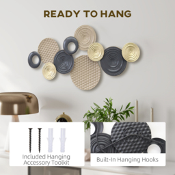 HOMCOM Metal Wall Art, Modern Hanging Wall Decor with Multi-Disc Design for Living Room Bedroom Dining Room - thumbnail 5