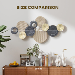 HOMCOM Metal Wall Art, Modern Hanging Wall Decor with Multi-Disc Design for Living Room Bedroom Dining Room - thumbnail 7