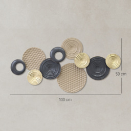 HOMCOM Metal Wall Art, Modern Hanging Wall Decor with Multi-Disc Design for Living Room Bedroom Dining Room - thumbnail 3