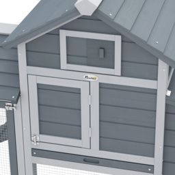 PawHut Solid Wood Enclosed Outdoor Backyard Chicken Coop Kit with Nesting Box,Grey - thumbnail 8