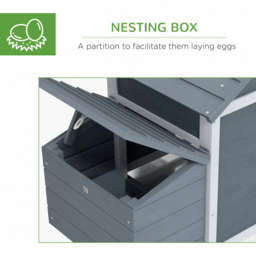 PawHut Solid Wood Enclosed Outdoor Backyard Chicken Coop Kit with Nesting Box,Grey - thumbnail 6