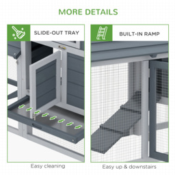 PawHut Solid Wood Enclosed Outdoor Backyard Chicken Coop Kit with Nesting Box,Grey - thumbnail 7