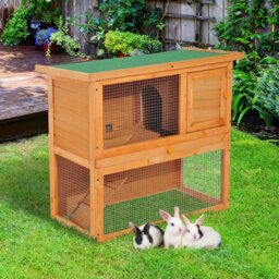 Pawhut Wooden 90cm 2 Tiers Rabbit Hutch - Aosom UK - thumbnail 2