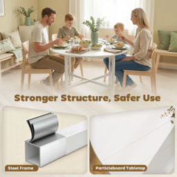 HOMCOM Collapsible Drop Leaf Table, Folding Dining Table for Small Spaces, Extendable Kitchen Table with Steel Frame, White - thumbnail 5