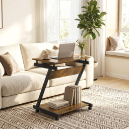 HOMCOM Movable Computer Desk with 4 Moving Wheels and Keyboard Tray - thumbnail 7