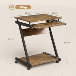 HOMCOM Movable Computer Desk with 4 Moving Wheels and Keyboard Tray - thumbnail 3