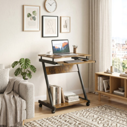 HOMCOM Movable Computer Desk with 4 Moving Wheels and Keyboard Tray - thumbnail 8
